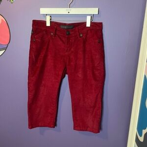 Red Corduroy Capri Pants